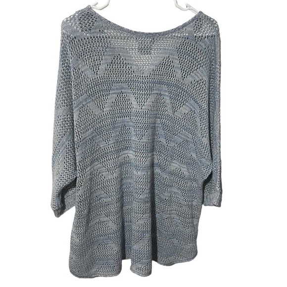 Catherine’s Loose Knit Heathered Blue Top w/Slight V Neck - Picture 4 of 4
